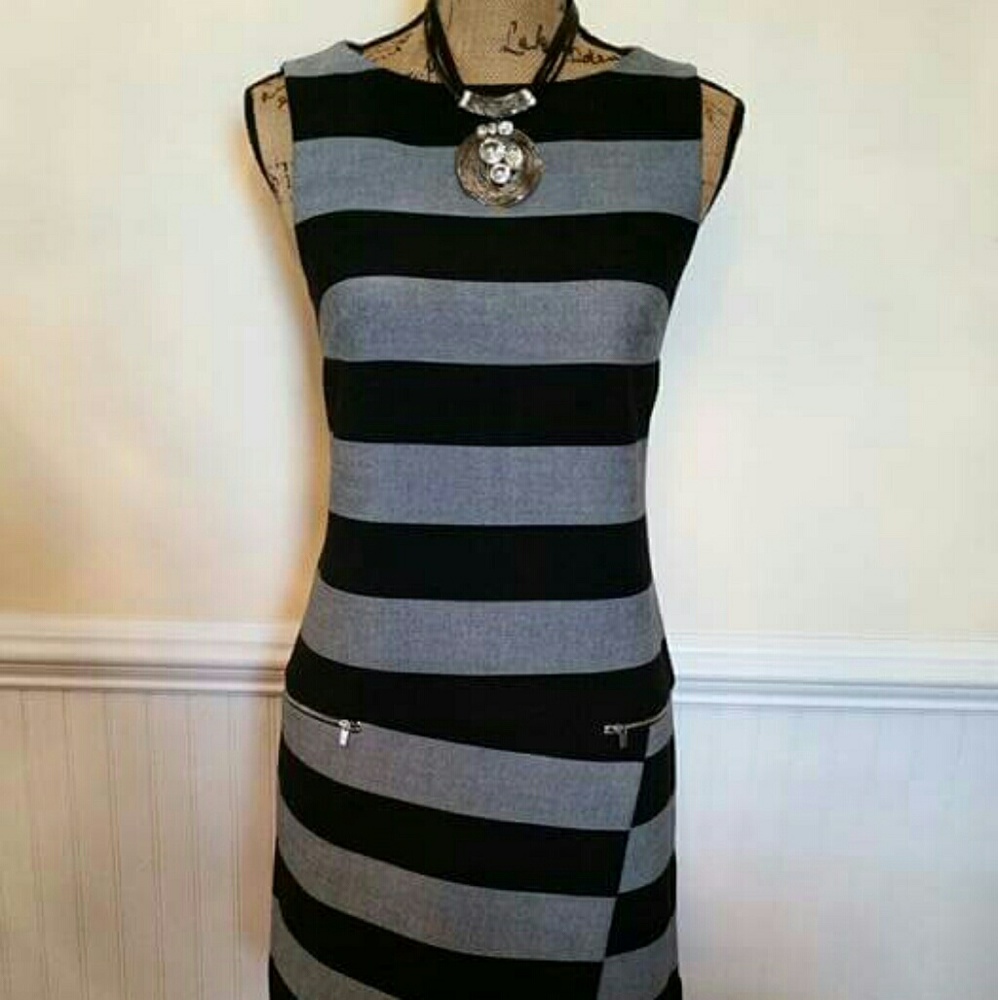 Banana Republic black & grey asymmetrical dress